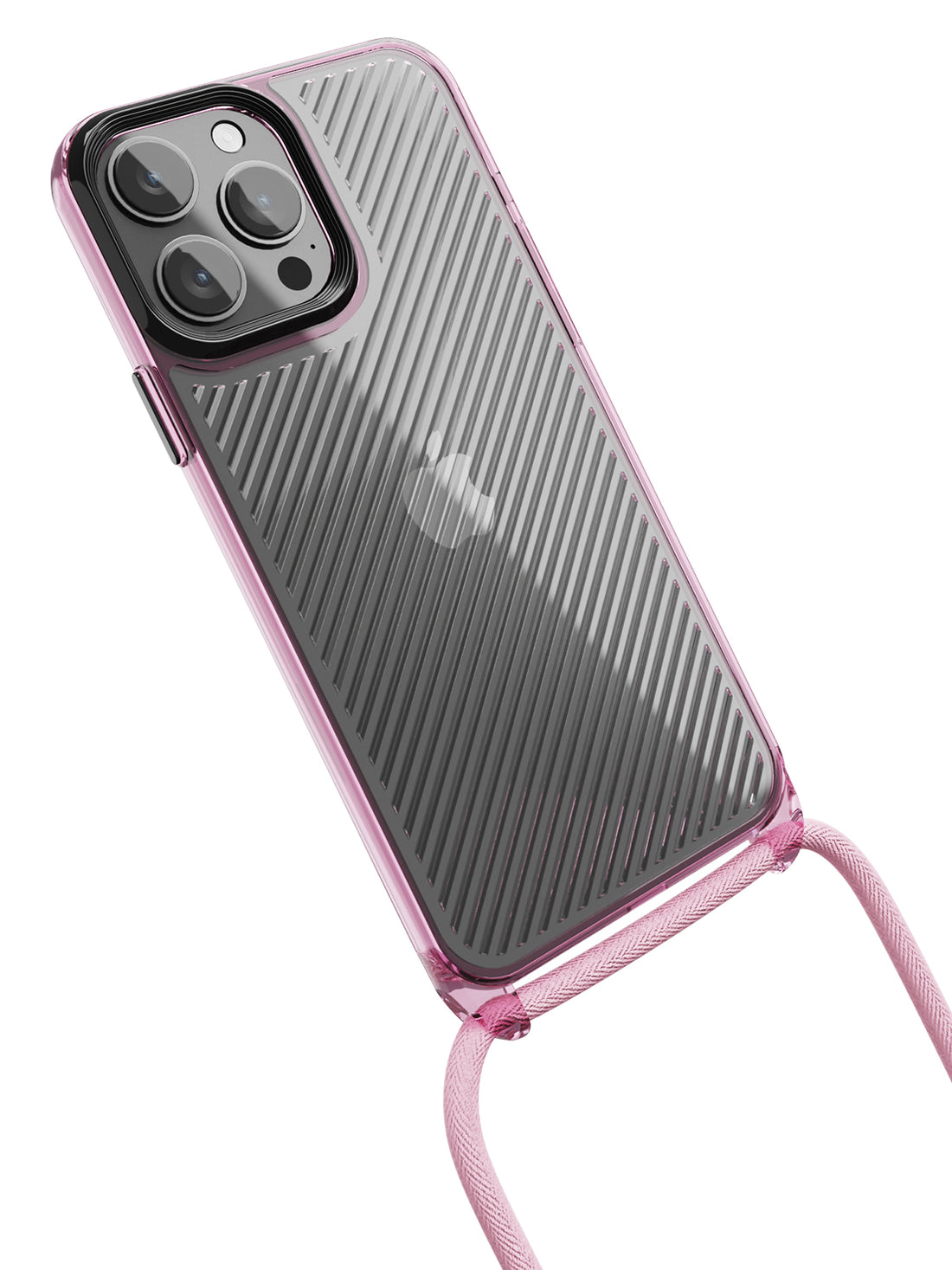 Clear Diagonals Crossbody Sling Case - iPhone 13 Pro Max (Clear - Pink)