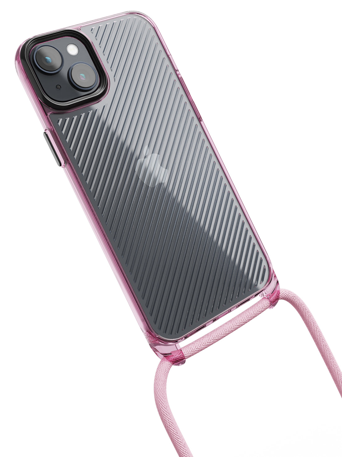 Clear Diagonals Crossbody Sling Case - iPhone 14 Plus (Clear - Pink)