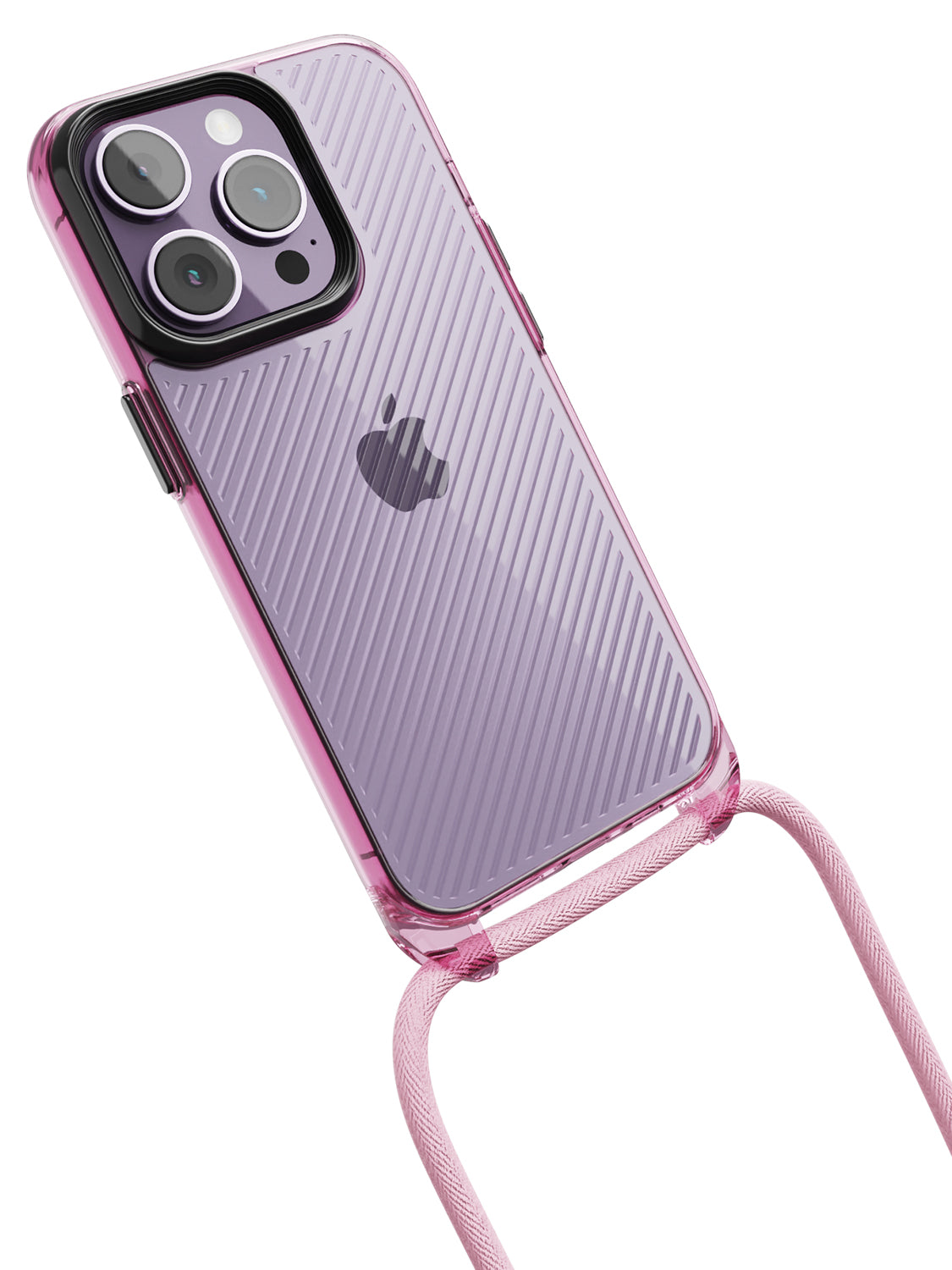 Clear Diagonals Crossbody Sling Case - iPhone 14 Pro (Clear - Pink)