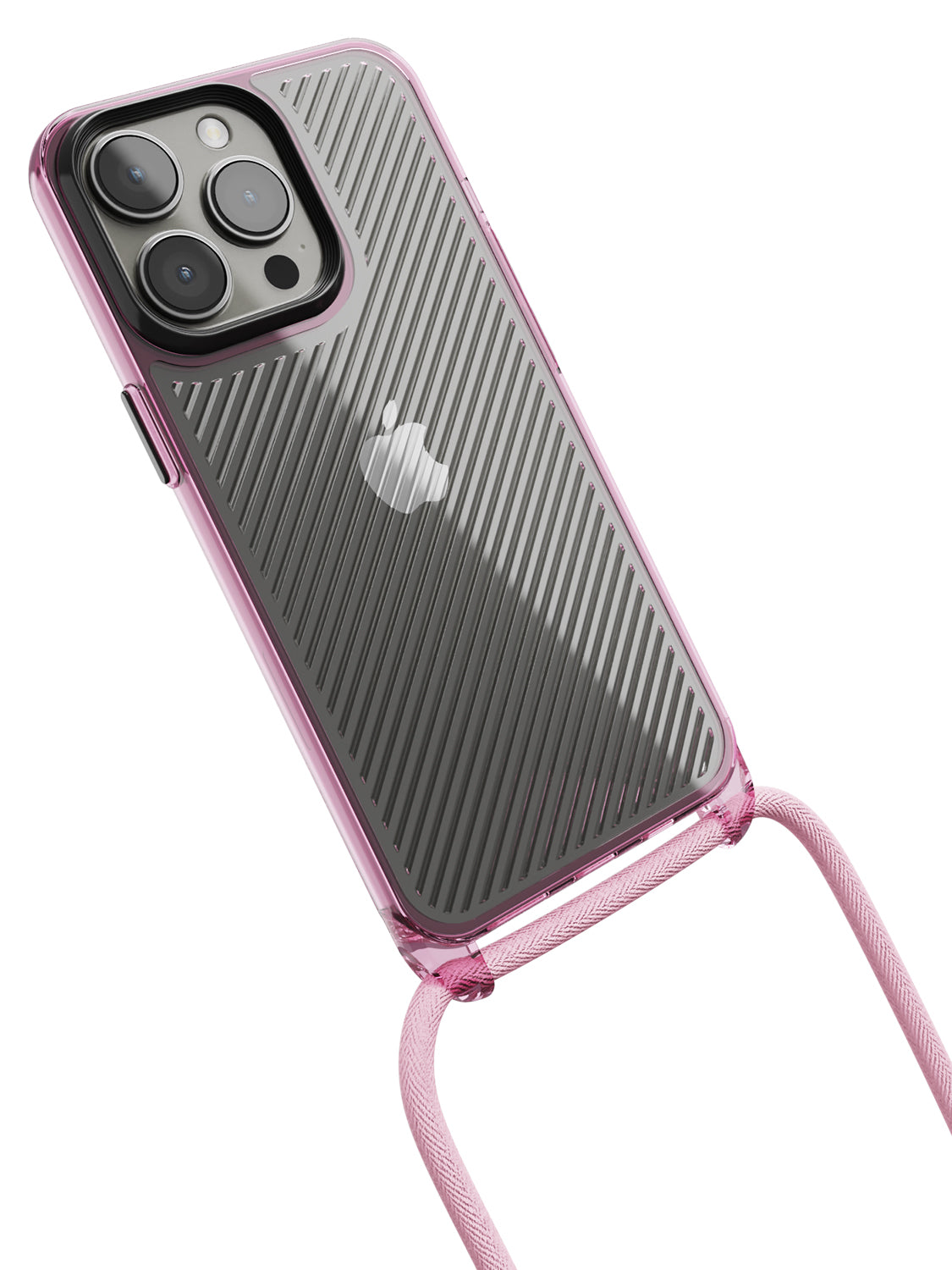 Clear Diagonals Crossbody Sling Case - iPhone 13 Pro (Clear - Pink)