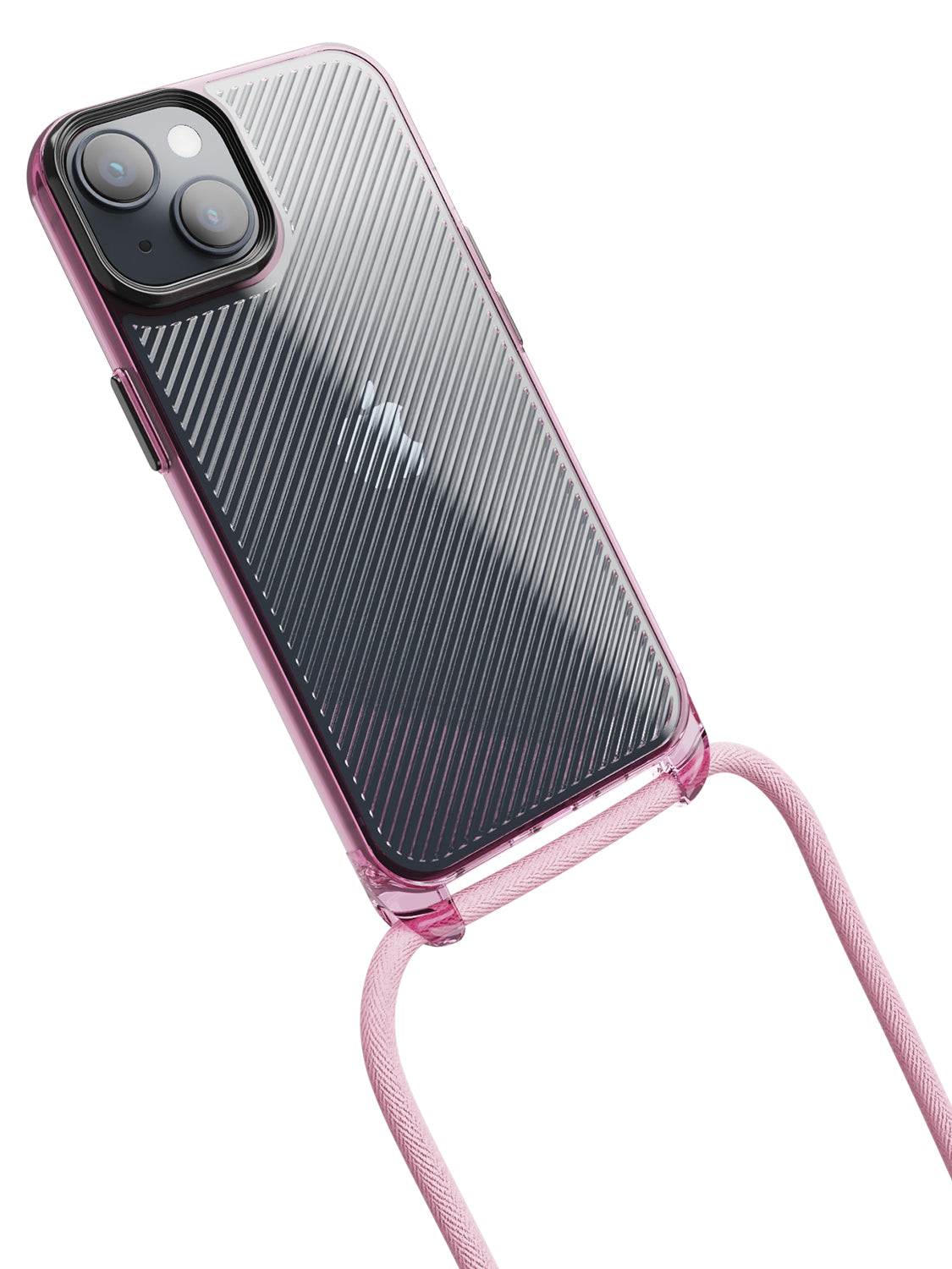 Clear Diagonals Crossbody Sling Case - iPhone 13 (Clear - Pink)