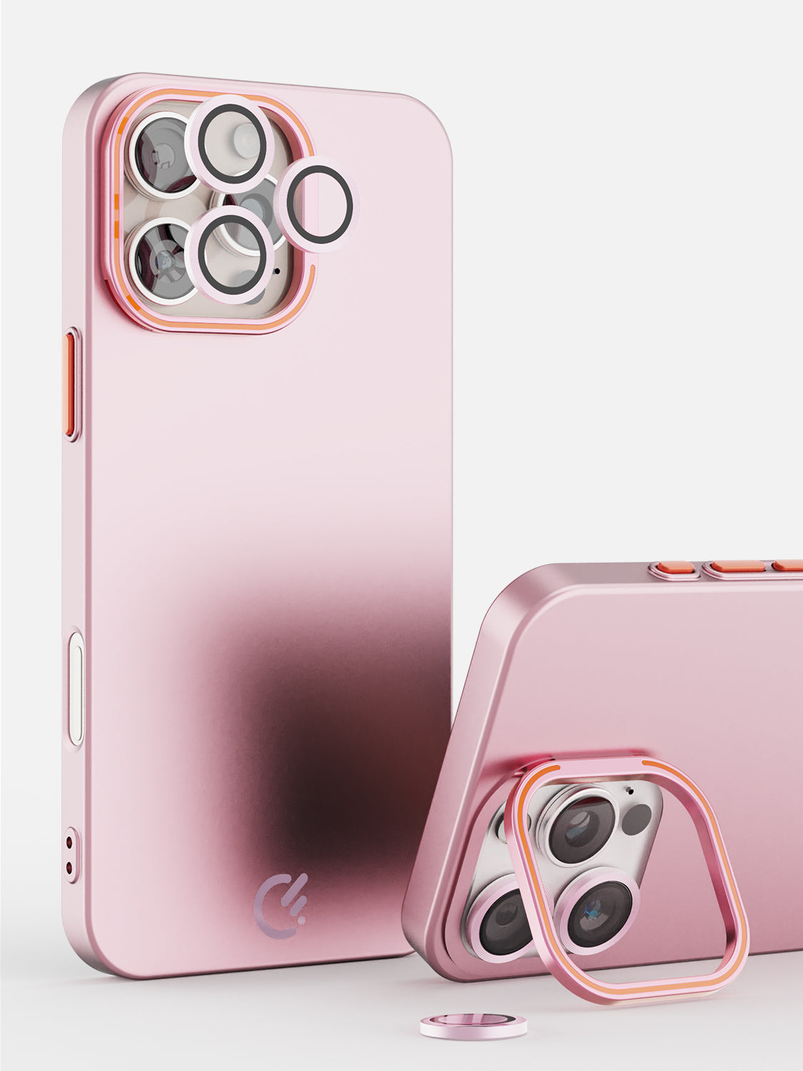 Solid Shade Snap Hard Case with Lens Guard & Stand - iPhone 16 Pro Max (Pink)