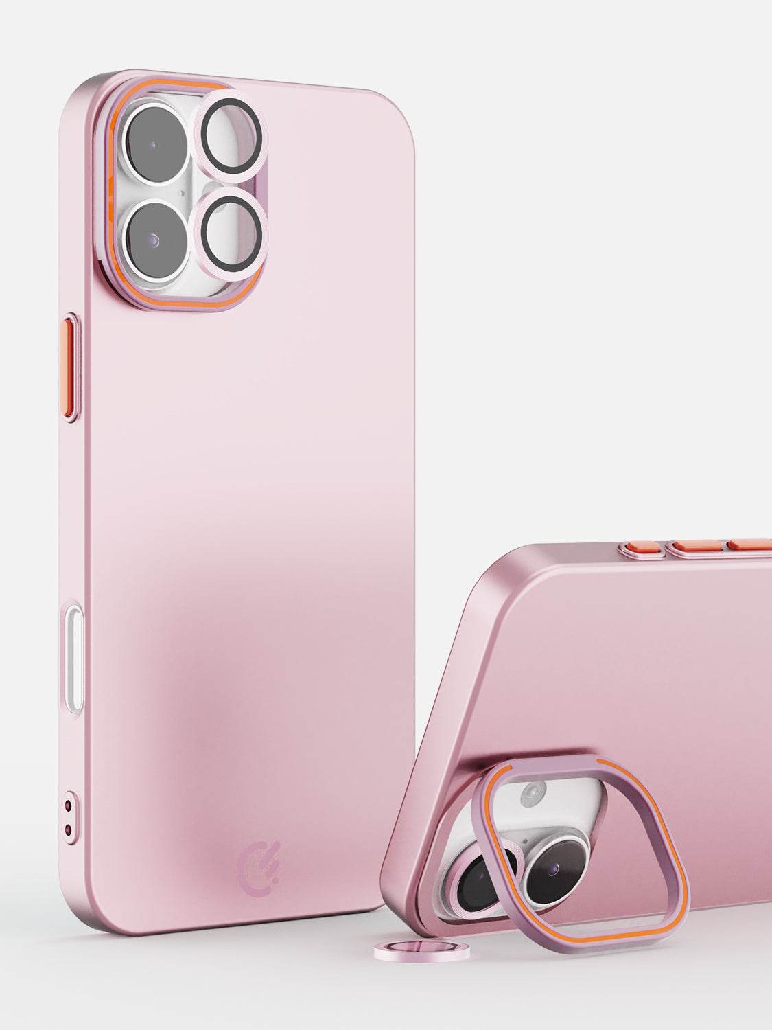 Solid Shade Snap Hard Case with Lens Guard & Stand - iPhone 16 (Pink)