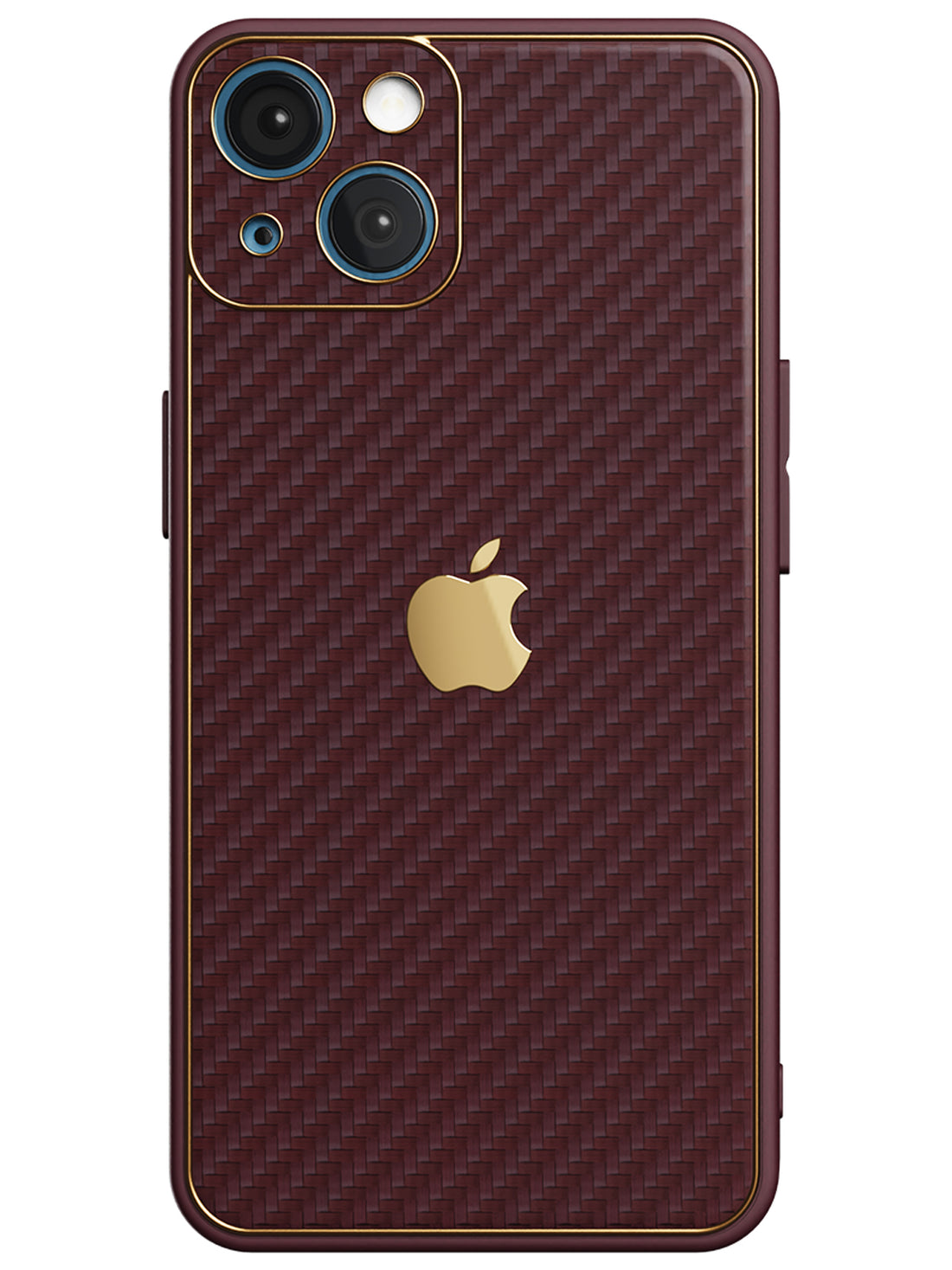Carbon Leather Chrome Case - iPhone 13 (Plum Red)