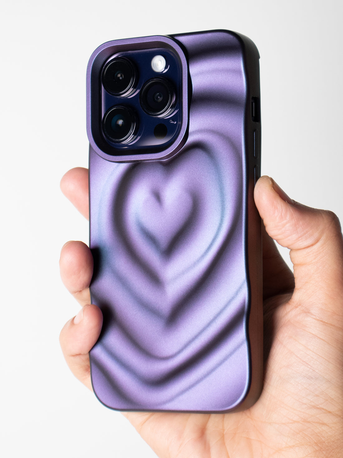 3D Heart Ripple Flexible Case - iPhone 14 Pro (Shimmering Purple)