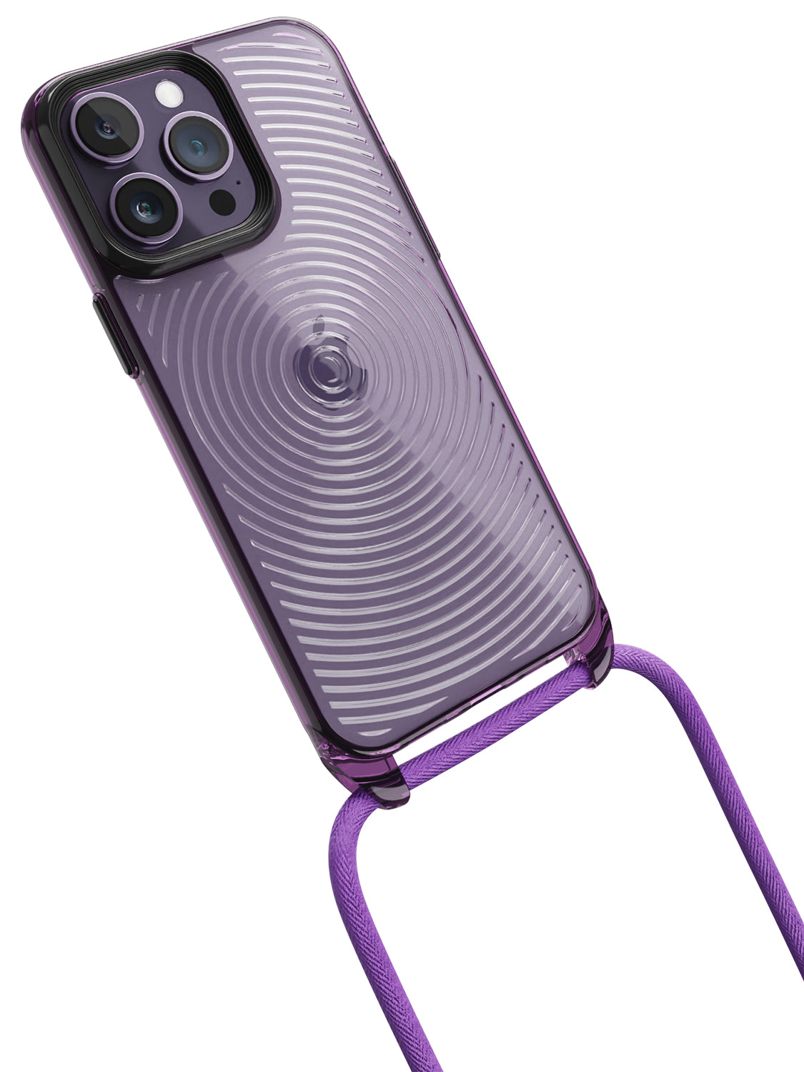 Clear Spiral Crossbody Sling Case - iPhone 14 Pro Max (Clear - Purple)
