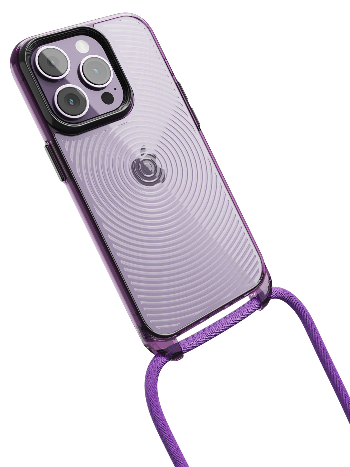 Clear Spiral Crossbody Sling Case - iPhone 14 Pro (Clear - Purple)