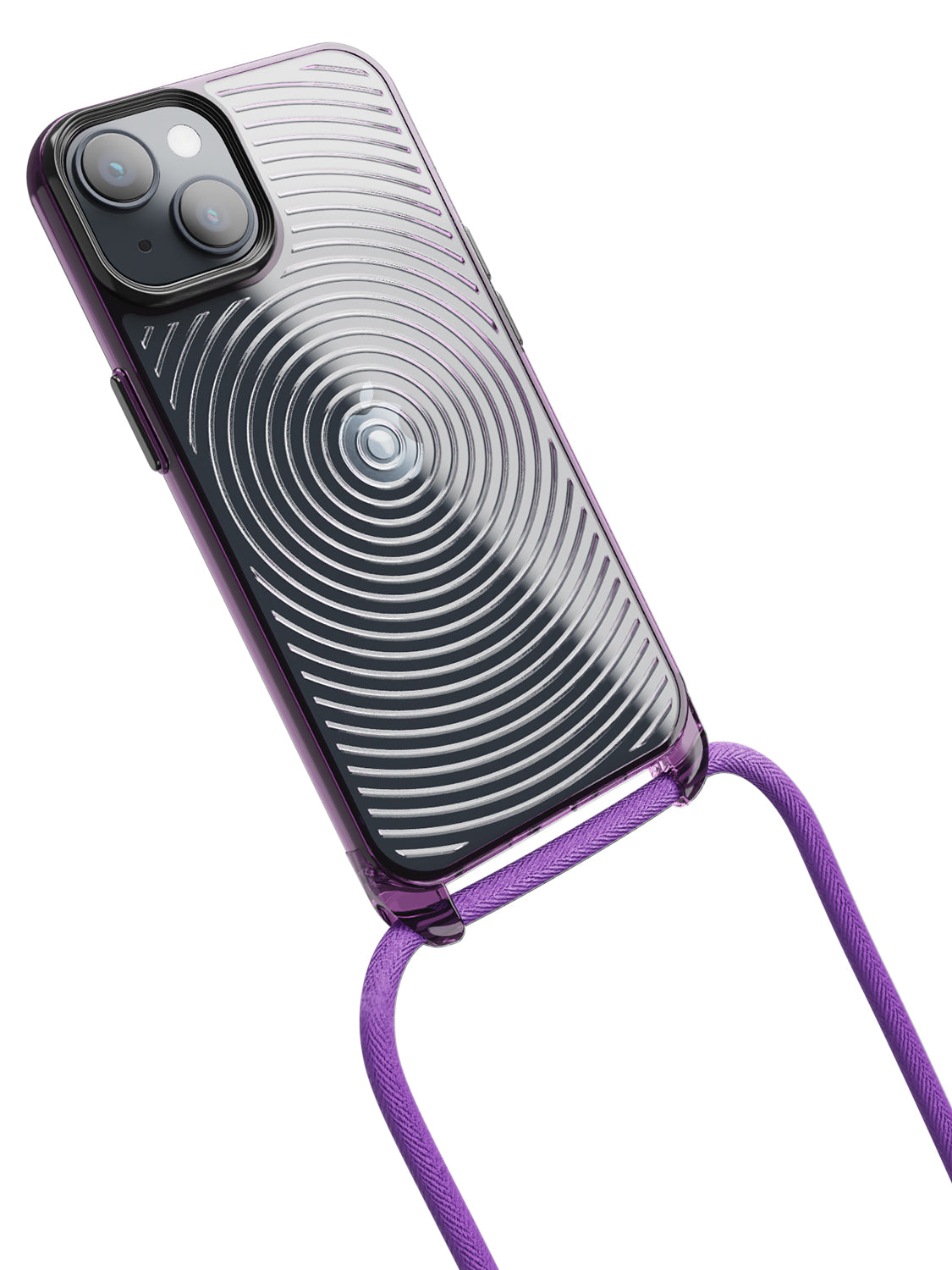 Clear Spiral Crossbody Sling Case - iPhone 13 (Clear - Purple)