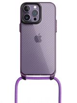 Clear Diagonals Crossbody Sling Case - iPhone 14 Pro Max (Clear - Purple)