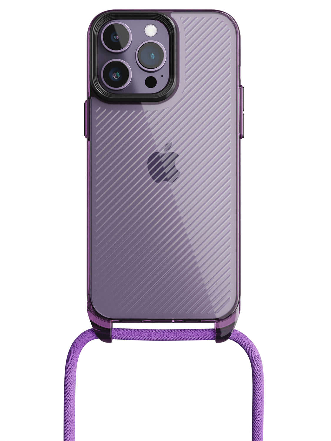 Clear Diagonals Crossbody Sling Case - iPhone 14 Pro Max (Clear - Purple)