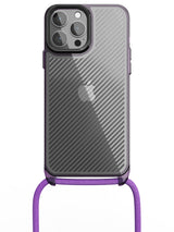 Clear Diagonals Crossbody Sling Case - iPhone 13 Pro Max (Clear - Purple)