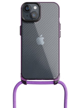 Clear Diagonals Crossbody Sling Case - iPhone 13 (Clear - Purple)