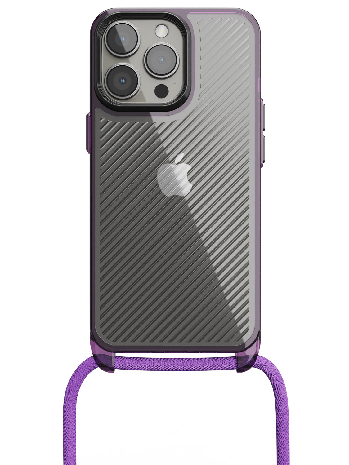 Clear Diagonals Crossbody Sling Case - iPhone 13 Pro (Clear - Purple)