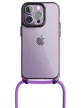 Clear Diagonals Crossbody Sling Case - iPhone 14 Pro (Clear - Purple)