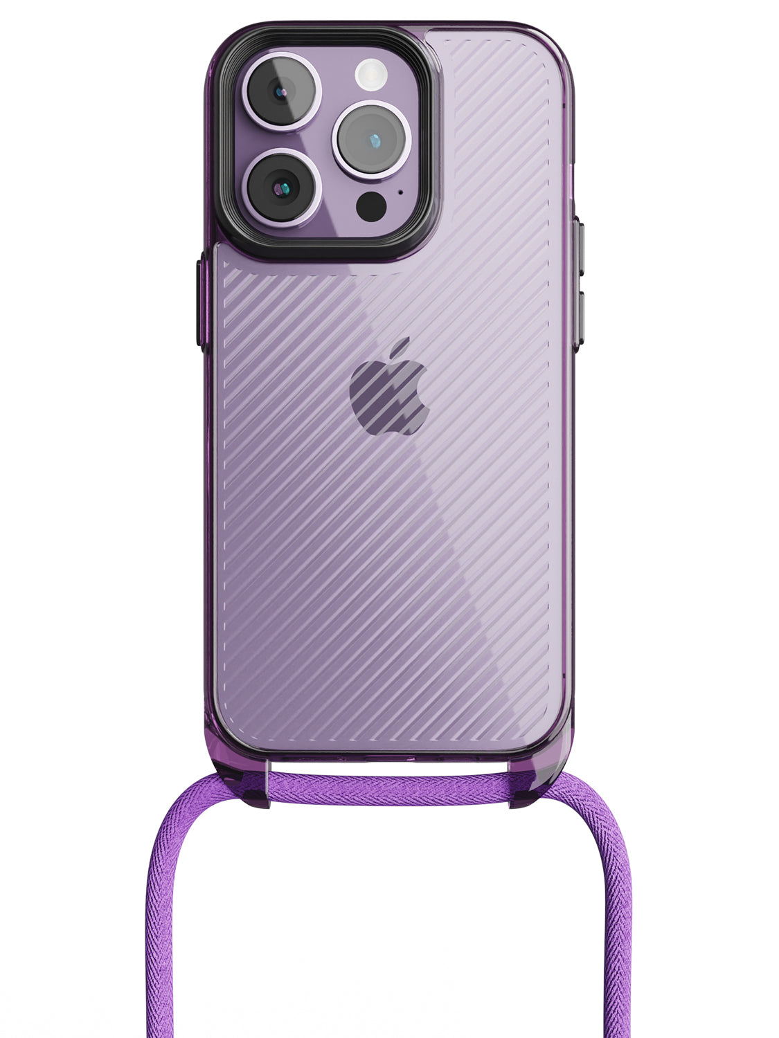Clear Diagonals Crossbody Sling Case - iPhone 14 Pro (Clear - Purple)
