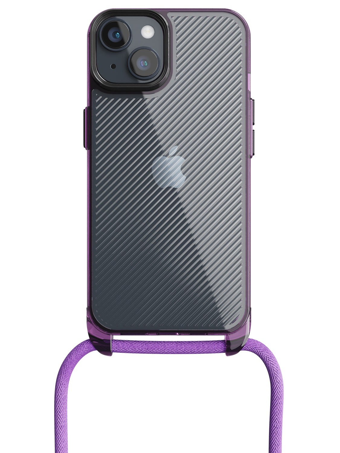 Clear Diagonals Crossbody Sling Case - iPhone 14 (Clear - Purple)