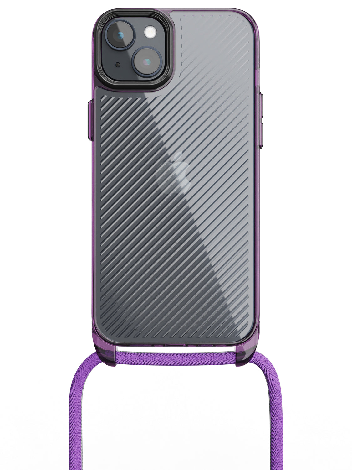 Clear Diagonals Crossbody Sling Case - iPhone 14 Plus (Clear - Purple)