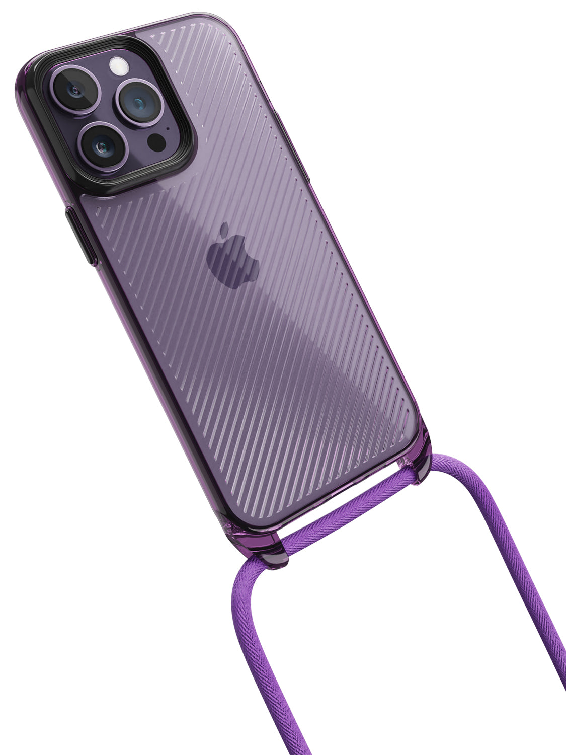 Clear Diagonals Crossbody Sling Case - iPhone 14 Pro Max (Clear - Purple)