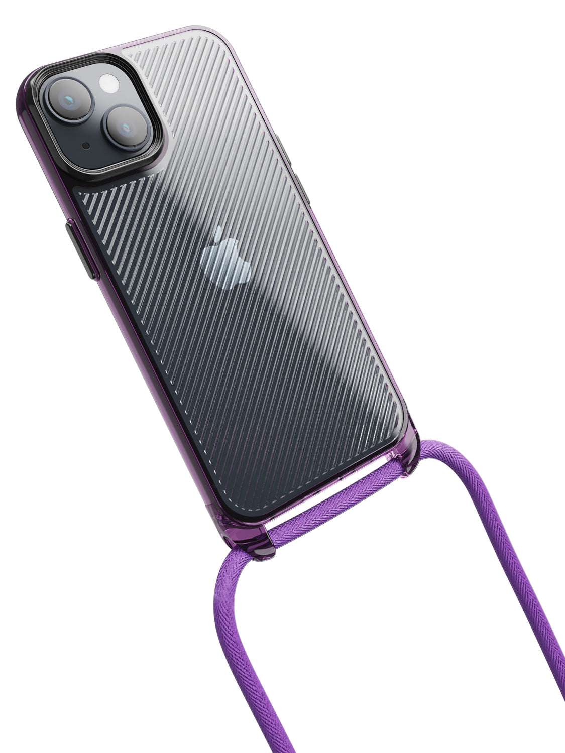 Clear Diagonals Crossbody Sling Case - iPhone 13 (Clear - Purple)