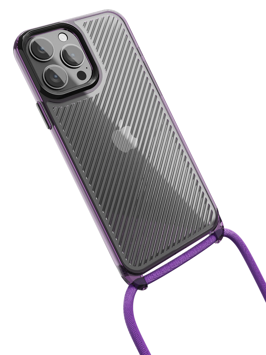 Clear Diagonals Crossbody Sling Case - iPhone 13 Pro Max (Clear - Purple)
