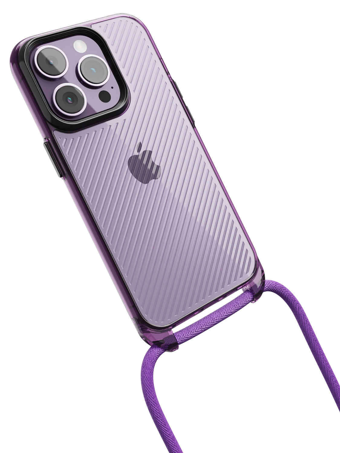 Clear Diagonals Crossbody Sling Case - iPhone 14 Pro (Clear - Purple)