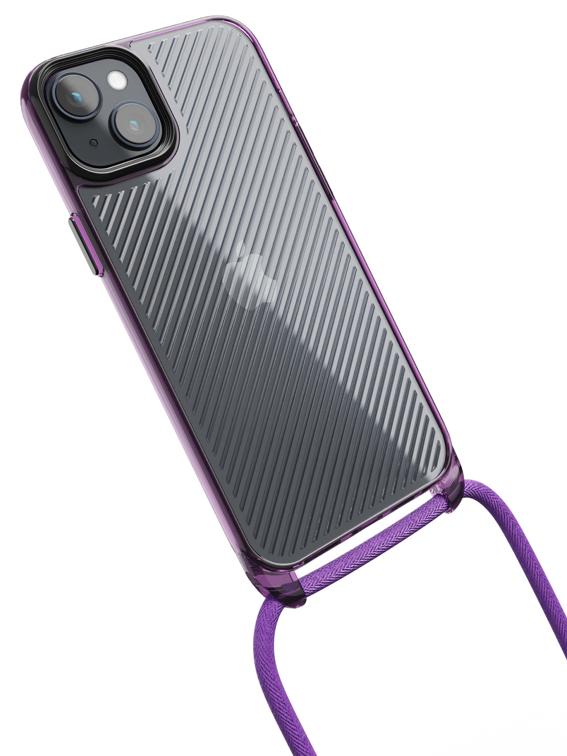 Clear Diagonals Crossbody Sling Case - iPhone 14 Plus (Clear - Purple)