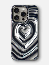 3D Heart Ripple Flexible Case - iPhone 14 Pro Max (Chrome Silver)