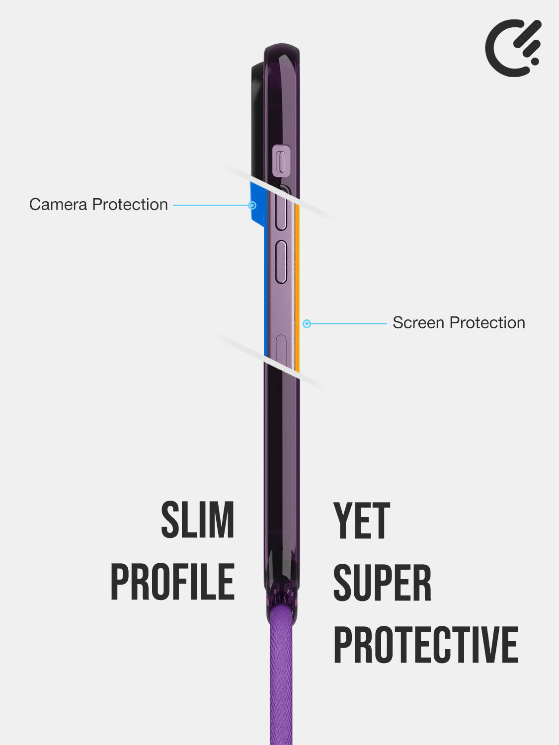 Clear Spiral Crossbody Sling Case - iPhone 13 (Clear - Purple)