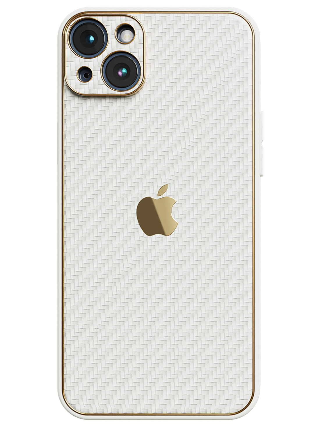 Carbon Leather Chrome Case - iPhone 14 Plus (White)