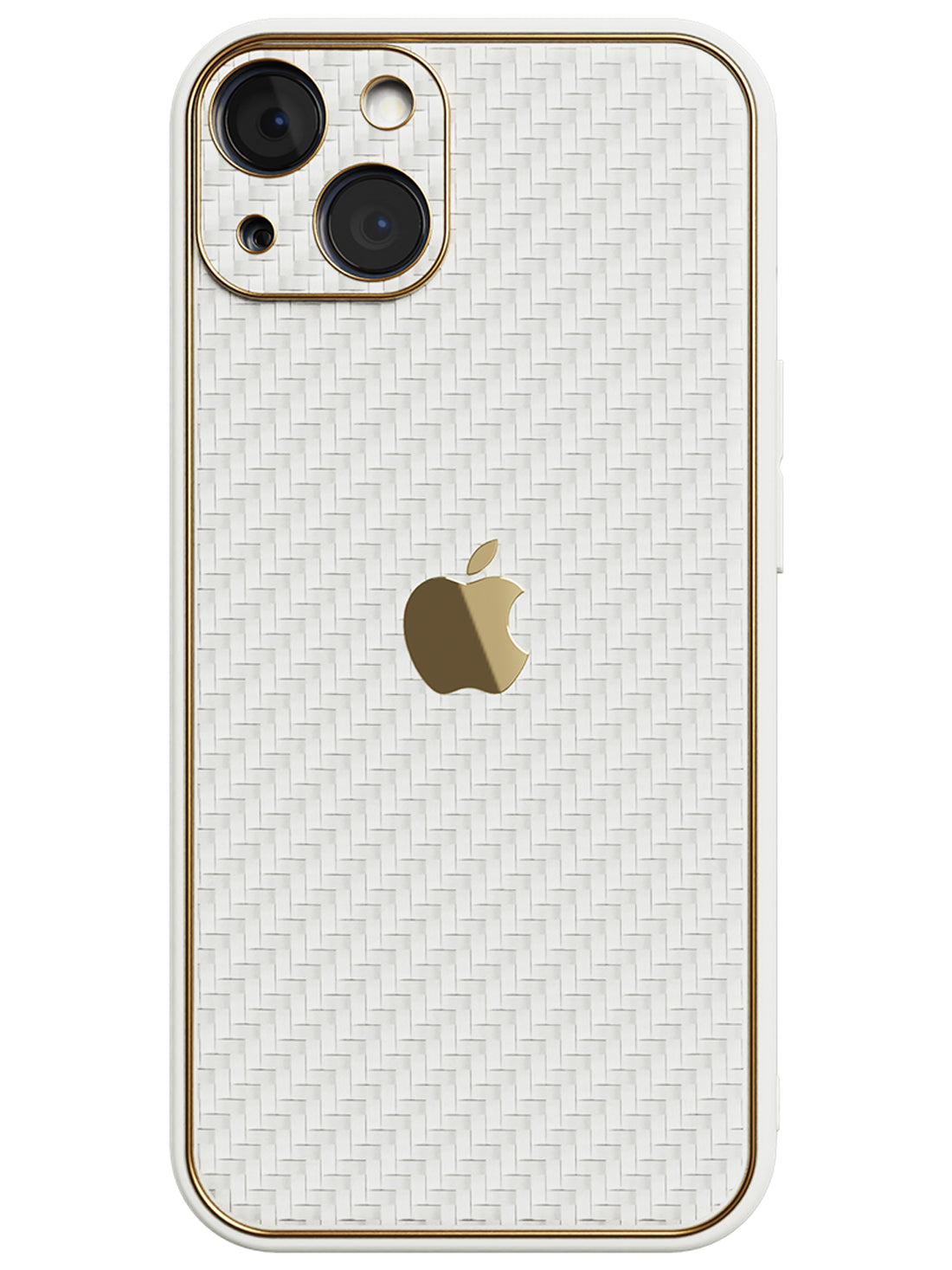 Carbon Leather Chrome Case - iPhone 14 (White)