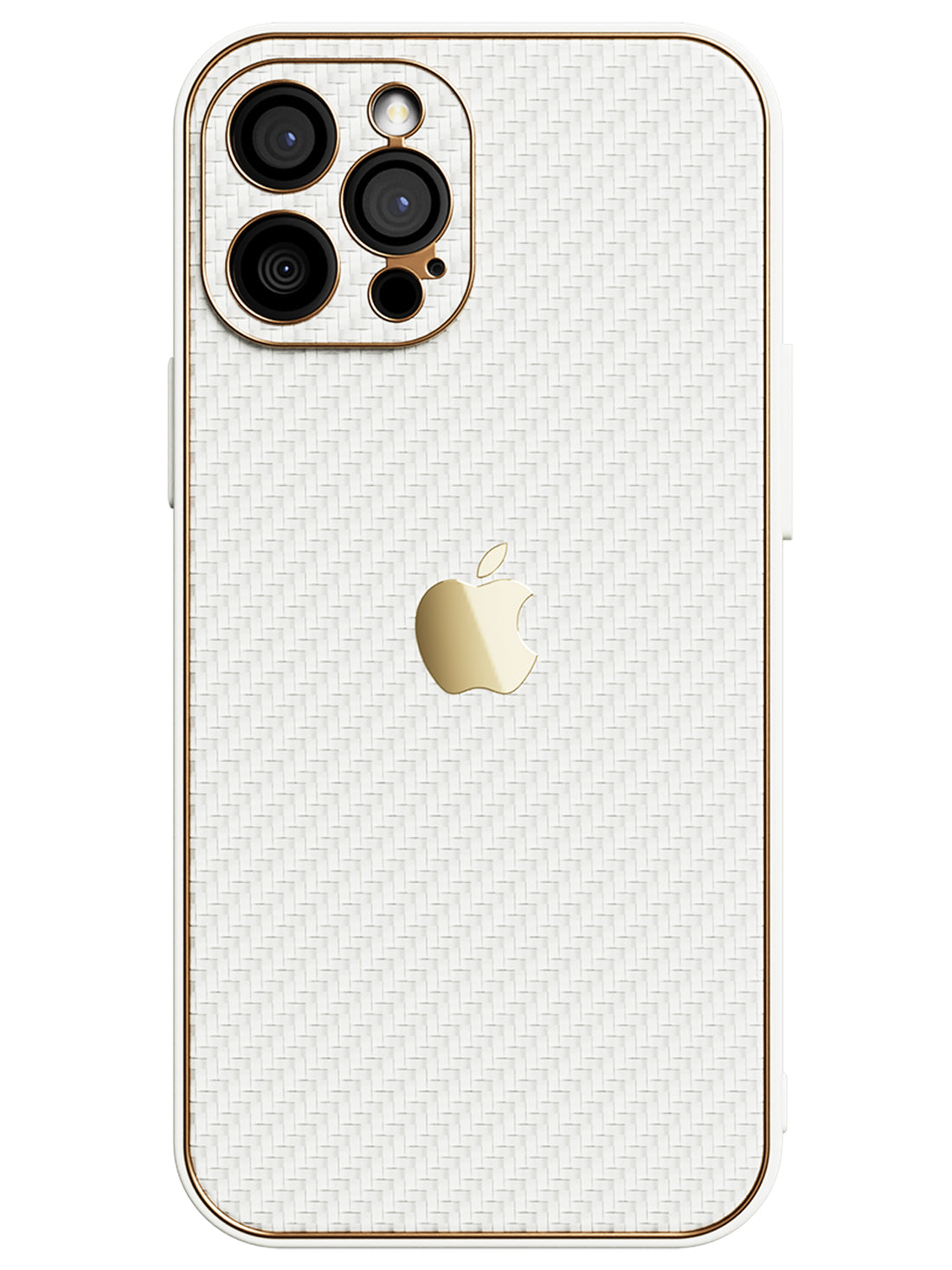 Carbon Leather Chrome Case - iPhone 12 Pro Max (White)