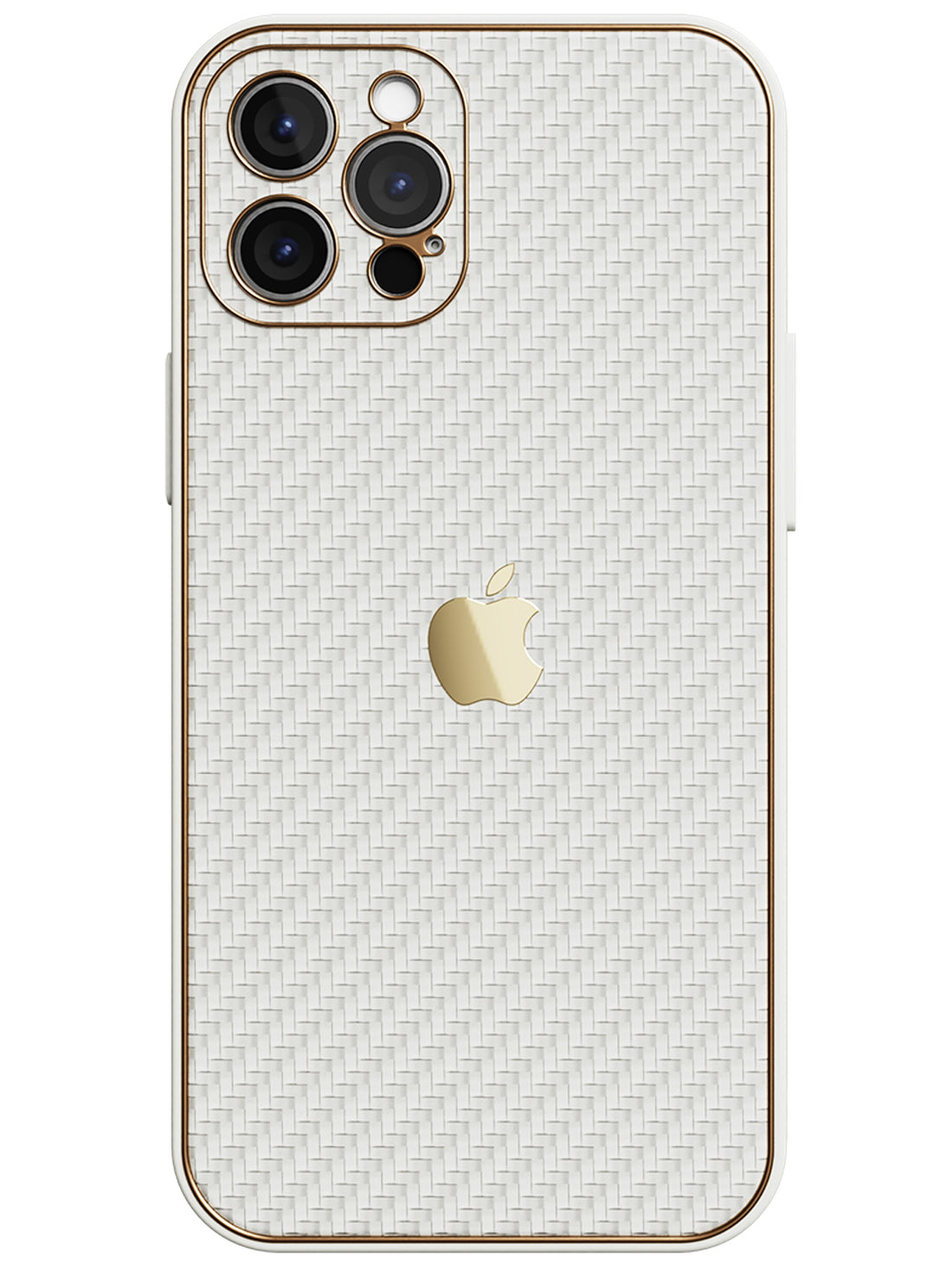 Carbon Leather Chrome Case - iPhone 12 Pro (White)