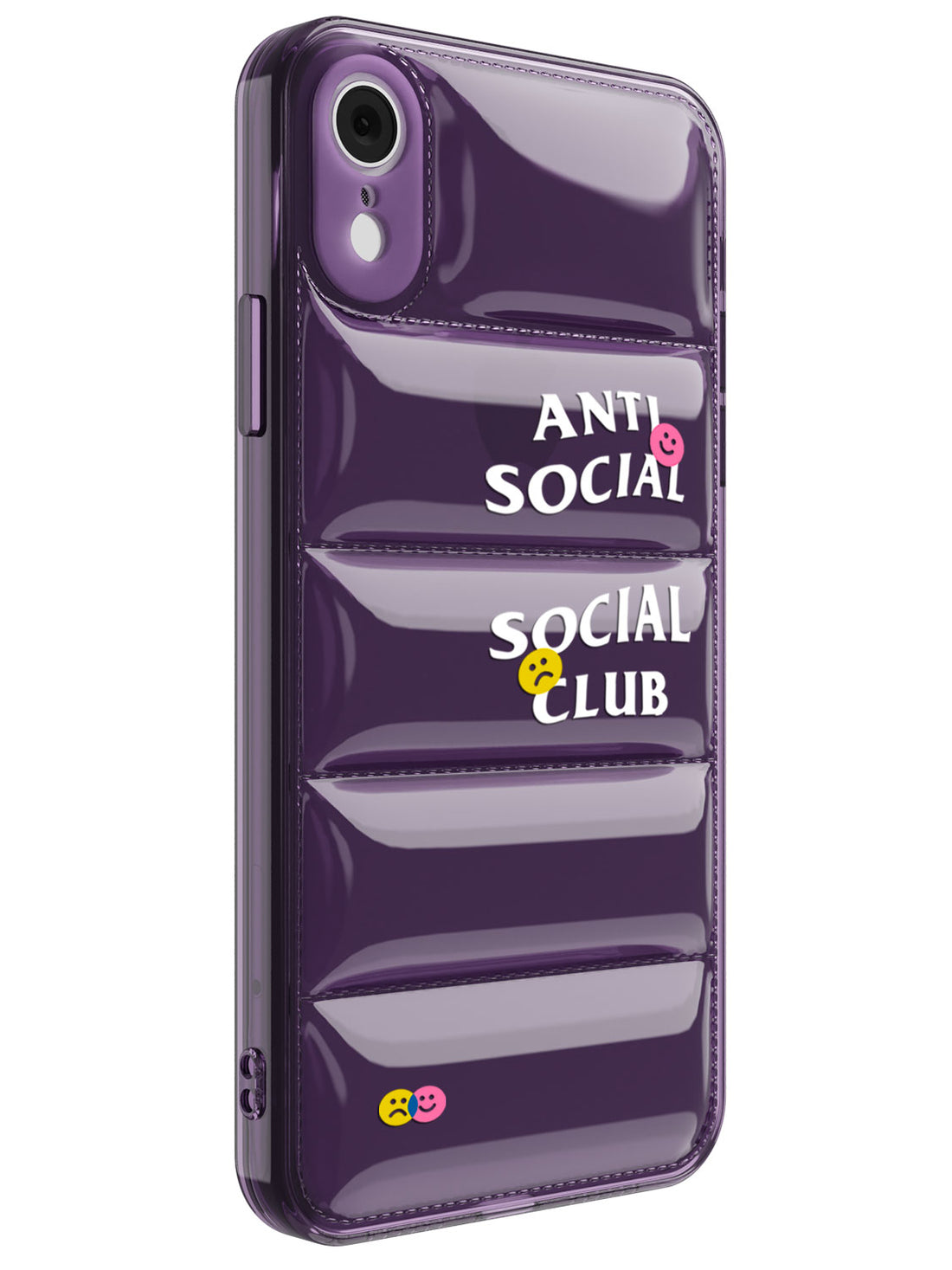 Anti Social Puffer Case - iPhone XR (Purple Clear)