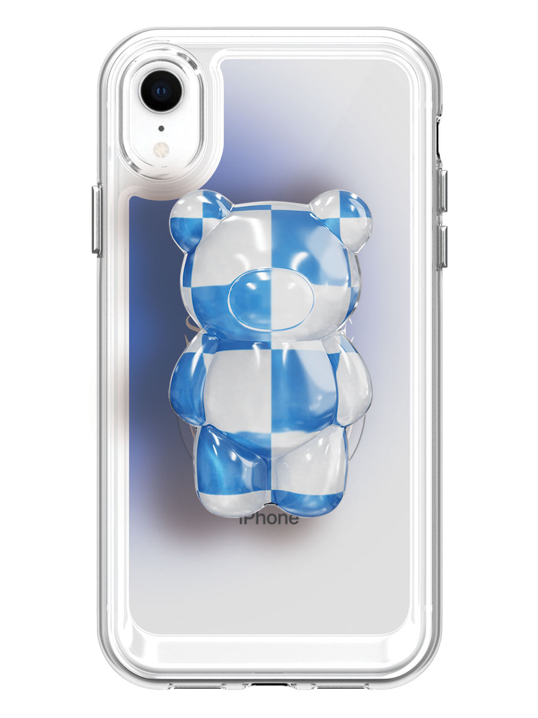 Stay Simple Clear Case with Blue Bear Pop Socket - iPhone XR