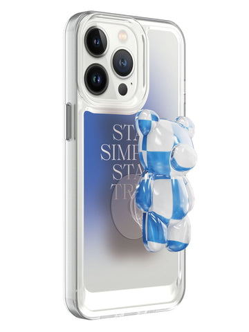 Stay Simple Clear Case with Blue Bear Pop Socket - iPhone 13 Pro