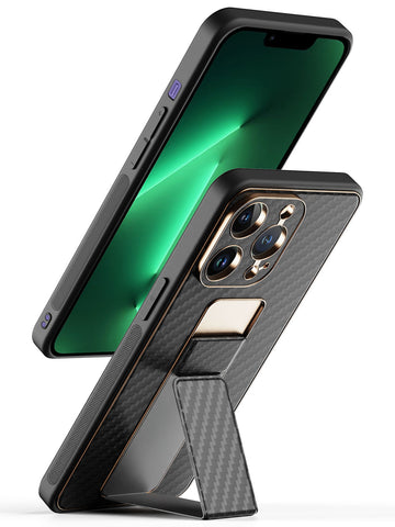 Leather Chrome Cover with Stand - iPhone 13 Pro